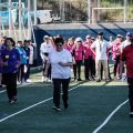 Personas mayores participan en las Olimpiadas 2026 en el Estadio Municipal Ítalo Composto de Villa Alemana.